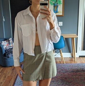 Abercrombie Cropped White Button Down
